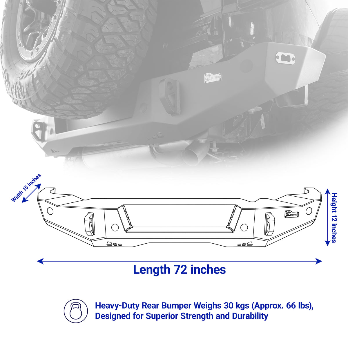 BCOFFROAD 21+ BRONCO HIGH CLEARANCE REAR BUMPER